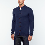 Jhonson Cashmere High Neck Cardigan // Navy Blue (M)