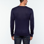 Utku Silk + Cashmere V-Neck Sweater // Navy Blue (M)