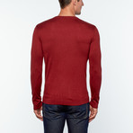 Utku Silk + Cashmere V-Neck Sweater // Dark Red (L)