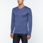 Utku Silk + Cashmere V-Neck Sweater // Deep Blue (L)