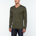 Utku Silk + Cashmere V-Neck Sweater // Khaki (L)