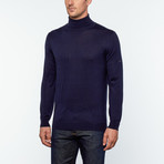 Utku Silk + Cashmere Turtleneck Sweater // Navy Blue (L)