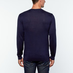 Utku Silk + Cashmere Round Neck Sweater // Navy Blue (XL)