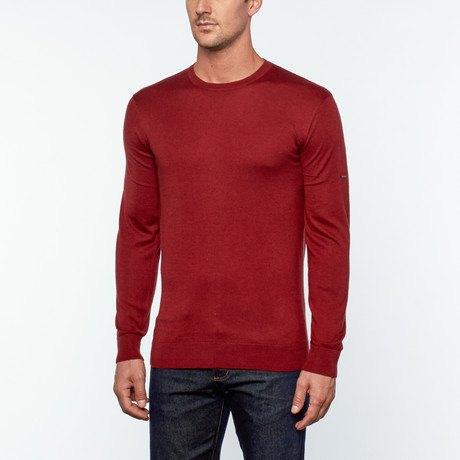 Utku Silk + Cashmere Round Neck Sweater // Dark Red (S)