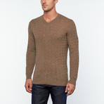 Amerigo Cashmere + Silk Blend Cable Knit Sweater // Mink (S)