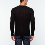 Amerigo Cashmere + Silk Blend Cable Knit Sweater // Black (XL)