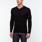 Amerigo Cashmere + Silk Blend Cable Knit Sweater // Black (S)