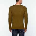 Amerigo Cashmere + Silk Blend Cable Knit Sweater // Khaki (XL)