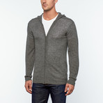 Amerigo Cashmere + Silk Blend Hooded Zip-Up Sweater // Anthracite (XL)