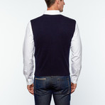 Valdes Cashmere Button-Up Sweater Vest // Navy Blue (L)