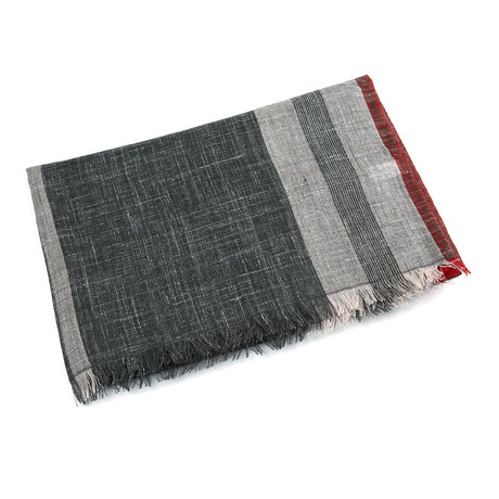 Ahu Wool + Silk Scarf // Black Stripe