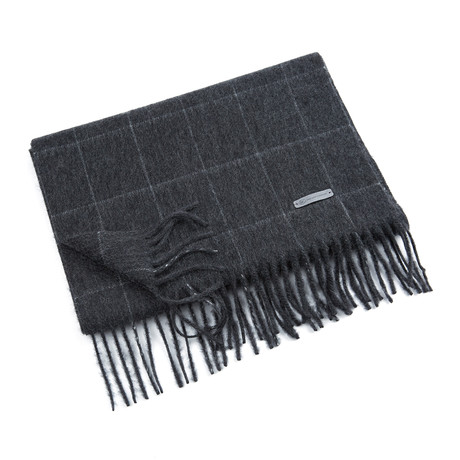 Patrick Cashmere Scarf // Antracite + Grey Melange Check