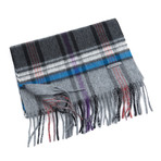 Patrick Cashmere Scarf // Grey + Navy Blue Plaid