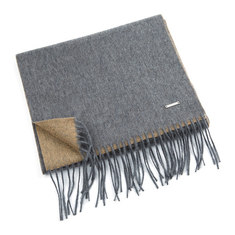 Patrick Cashmere Double Scarf // Camel + Grey Melange