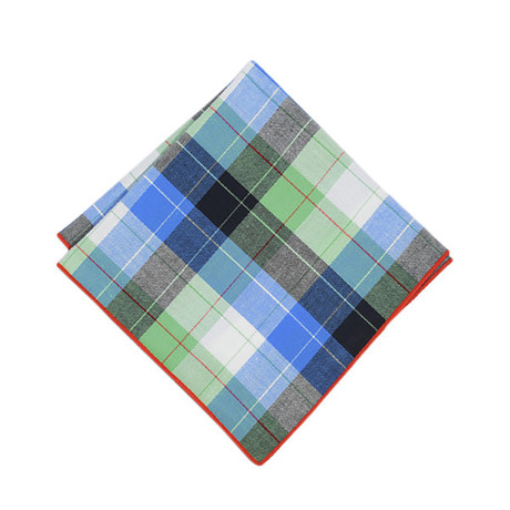 Pocket Square // Blue + Green Plaid
