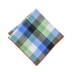 Pocket Square // Blue + Green Plaid