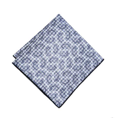 Gingham Pocket Square // Blue Paisley