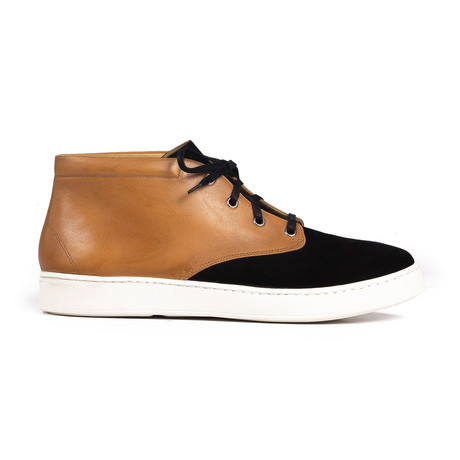 CAMPER // Leather + Suede Mid-Top Sneaker // Black + Brown (Euro: 45)