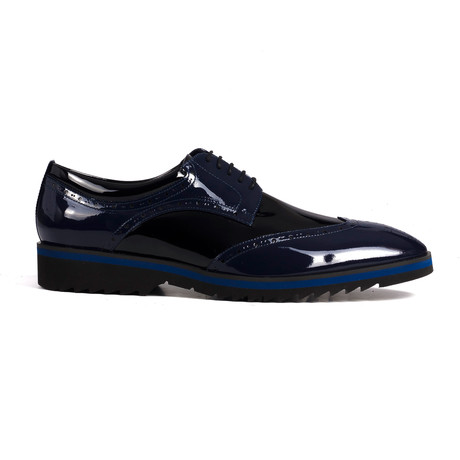 Patent Two Tone Brogue // Navy Blue + Black (Euro: 40)