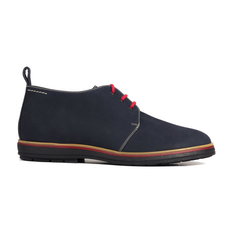 Nubuck Contrast Laced Chukka // Navy Blue + Red (Euro: 40)