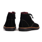 Suede Lace-Up Ankle Boot // Black + Maroon (Euro: 40)