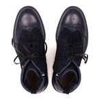 Leather + Split Leather Lace-Up Brogue Boot // Navy Blue (Euro: 41)