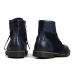 Leather + Split Leather Lace-Up Brogue Boot // Navy Blue (Euro: 41)