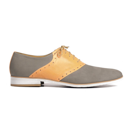 Nubuck + Leather Two Tone Oxford // Grey + Orange (Euro: 40)