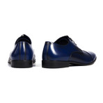 Reptile Embossed Cap-Toe Derby // Navy Blue (Euro: 40)