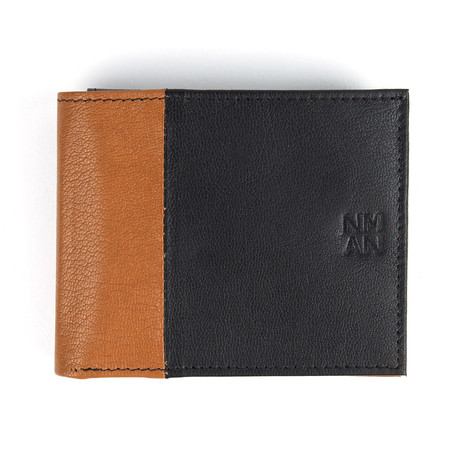 Colorblock Passcase Wallet // Black + Cognac