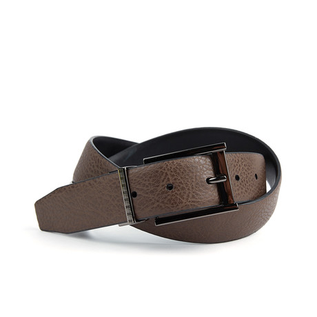 Reversible Dress Belt // Textured Brown + Black (Size 32")