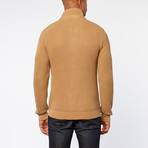 Four Pocket Zip Up Knit Sweater // Khaki (L)