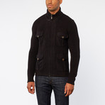 Truth Substance // Four Pocket Zip Up Knit Sweater // Black (L)