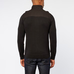 Truth Substance // Two Pocket Zip Up Knit Sweater // Black (XL)