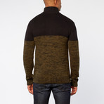 Two Tone Half Zip Sweater // Olive (L)