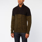 Two Tone Half Zip Sweater // Olive (M)