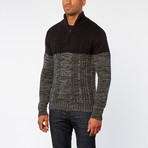 Two Tone Half Zip Sweater // Black (S)