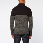 Two Tone Half Zip Sweater // Black (L)