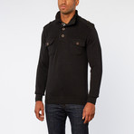 Henley Knit Sweater // Black (L)