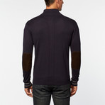 Cashmere Cotton Mock Neck Zip Jacket // Navy (S)