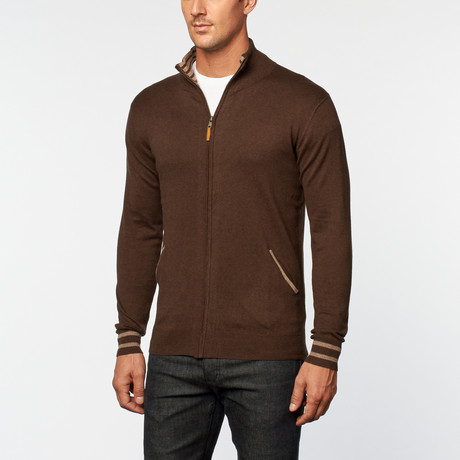 Cashmere Mock Neck Zip // Brown (S)