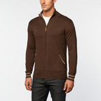 Cashmere Mock Neck Zip // Brown (M)