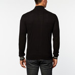 Cashmere Cotton Mock Neck Zip Jacket // Black (XL)