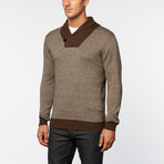 Cashmere Cotton Shawl Collar Pullover // Brown Melange (S)
