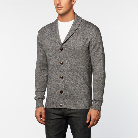 Cashmere Cotton Shawl Collar Cardigan // Black (S)