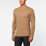 Cashmere Cotton Basketweave Sweater // Beige (M)
