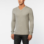 Cashmere Cotton Basketweave Sweater // Grey (S)