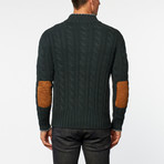Loft 604 // Australian Merino Wool High Neck Cable Cardigan // Green (S)