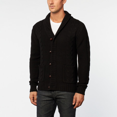 Australian Merino Wool Cable Cardigan // Black (S)