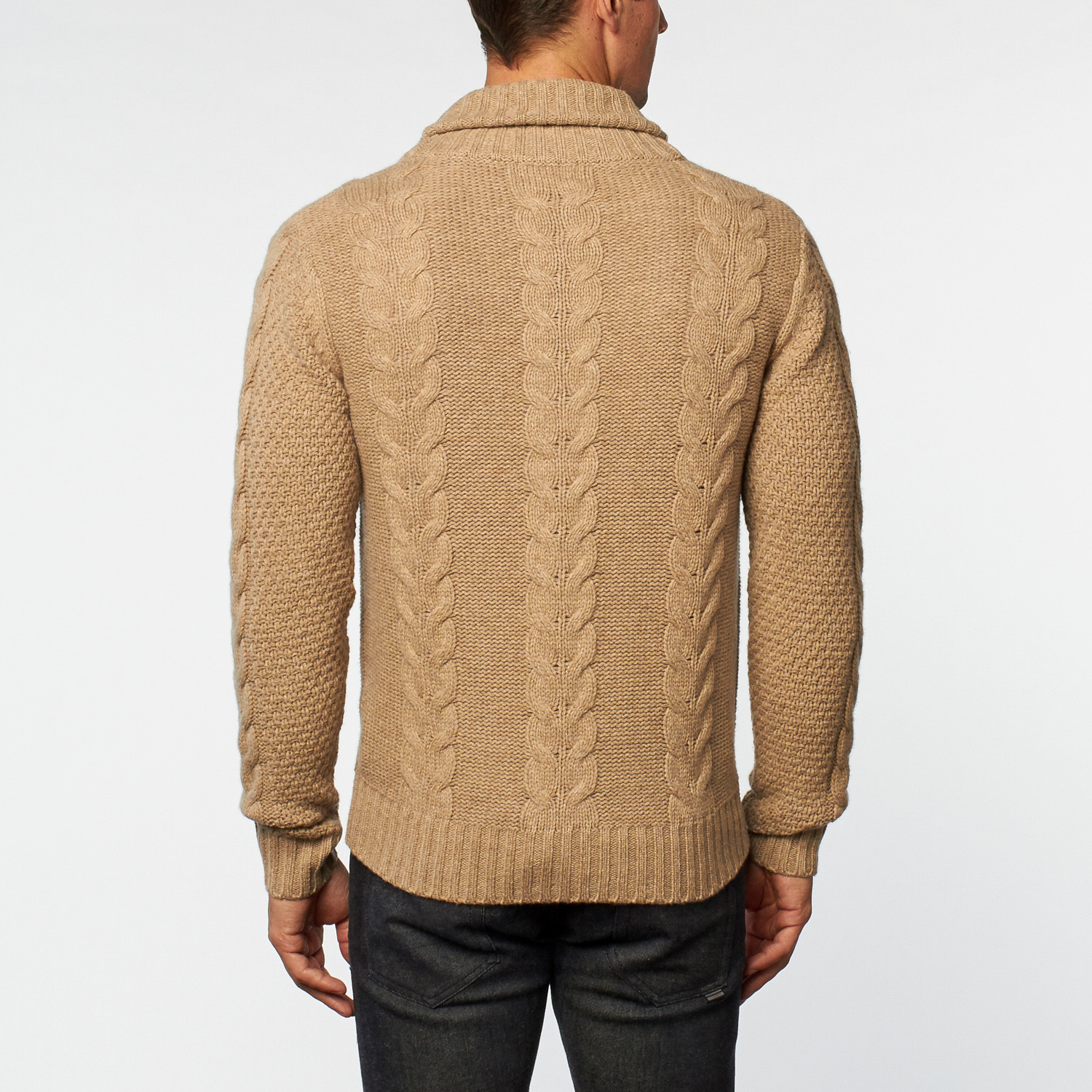 Loft 604 // Australian Merino Wool Cable Cardigan // Beige (S ...